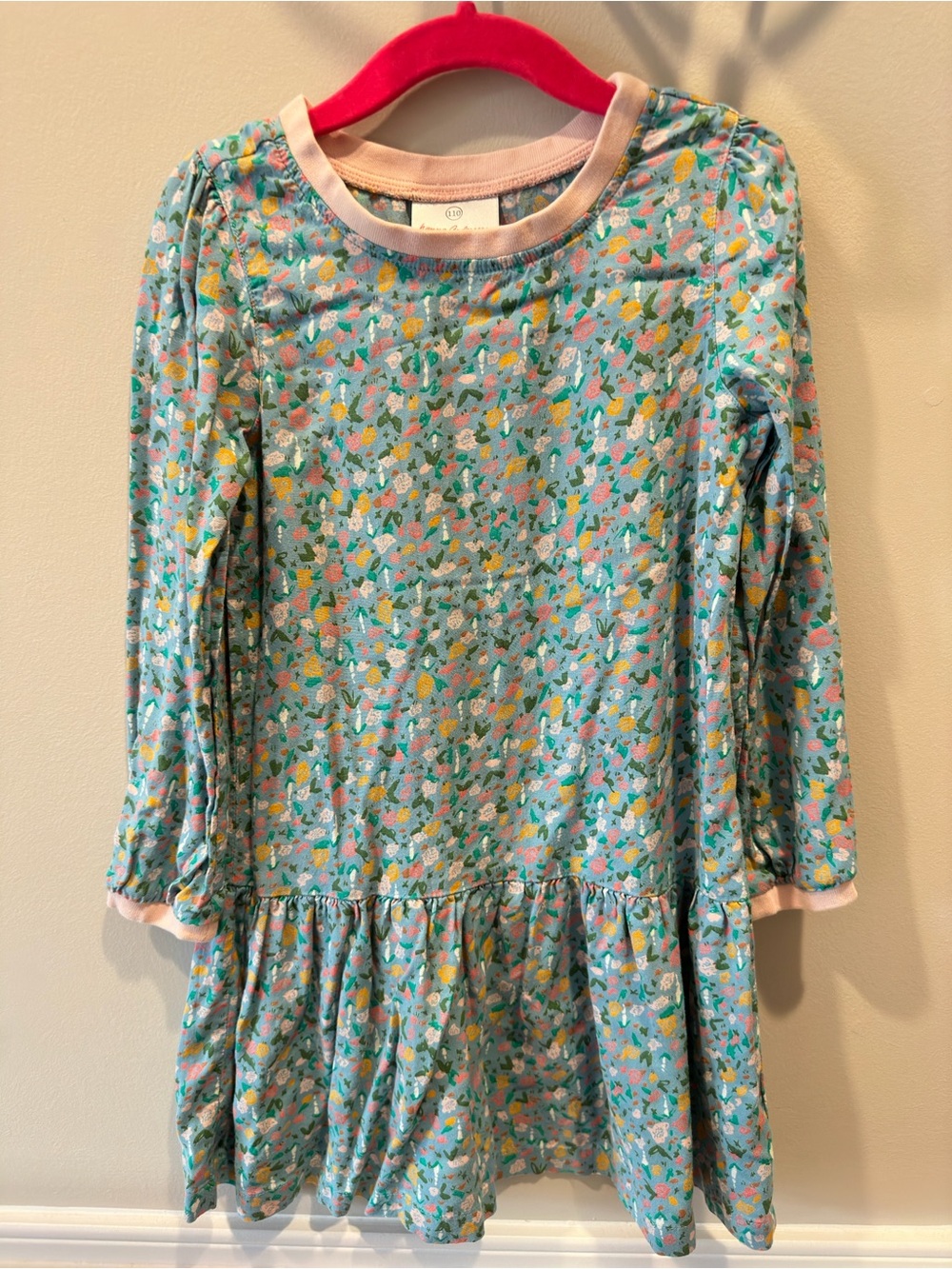 Hanna Andersson Floral Long-Sleeve Drop-Waist Dress - Sz 110
